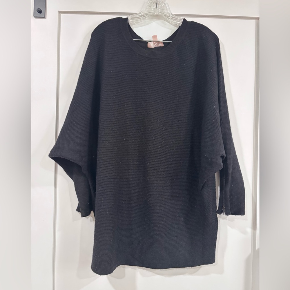 Women Philosophy Black Ribbed  Sweater 3x